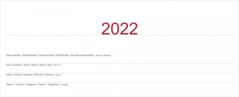 Kalendarz biurkowy TYGODNIOWY Z PIÓRNIKIEM 2022 biały