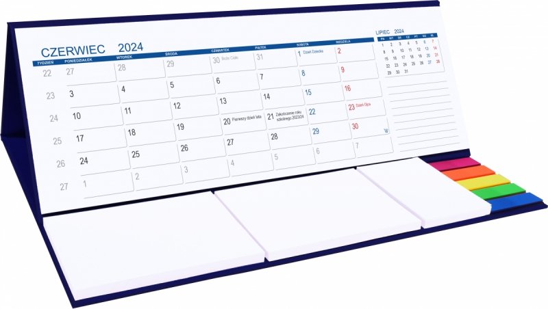Kalendarz biurkowy MAXI z notesami i znacznikami na rok szkolny 2024/2025
