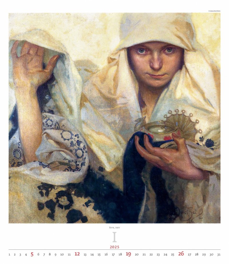 Kalendarz 14-planszowy Alfons Mucha 2025 - exclusive edition - styczeń 2025