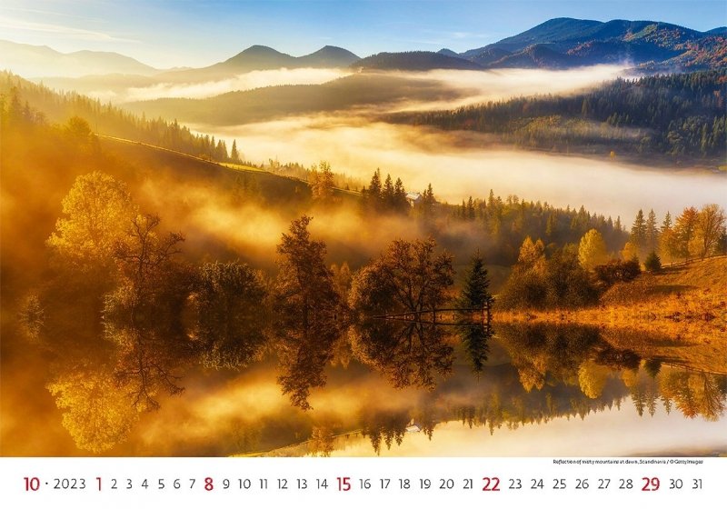 Kalendarz ścienny wieloplanszowy Landscapes 2023 - październik 2023