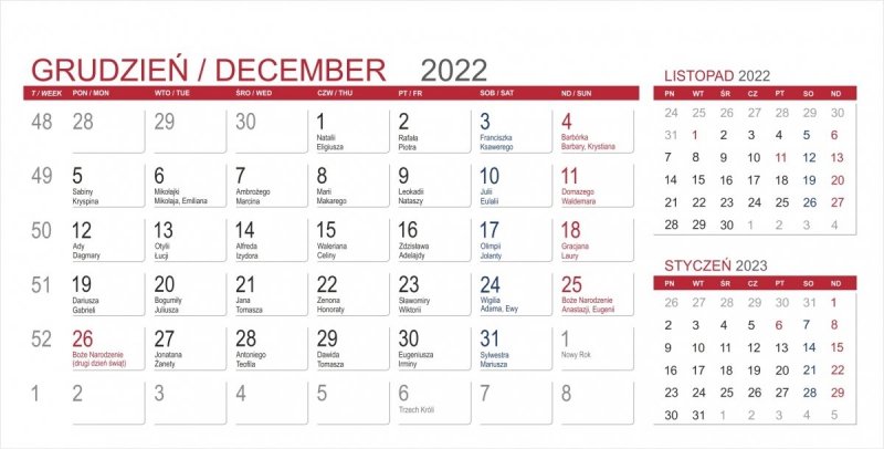 Kalendarz biurkowy z notesami i znacznikami MIDI 3-miesięczny 2022 granatowy