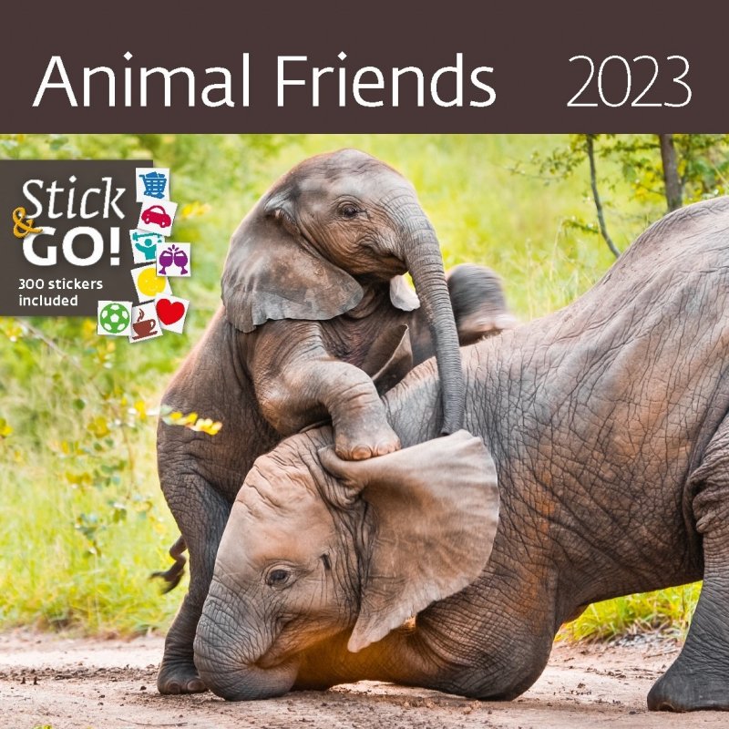 Kalendarz ścienny wieloplanszowy Animal Friends 2023 z naklejkami - okładka 