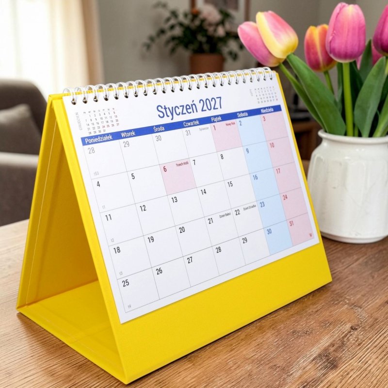 kalendarz do postawienia na biurku, dla ucznia, na rok szkolny 2026/2027