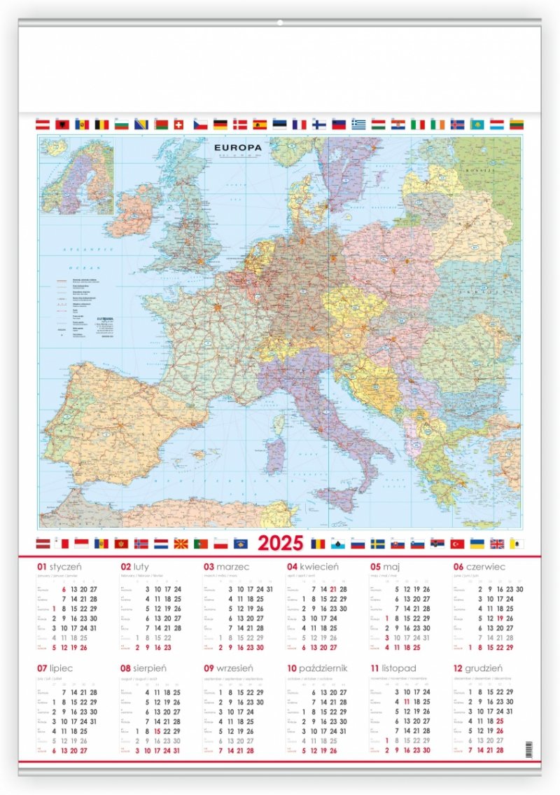 Kalendarz plakatowy B1 Mapa Europy