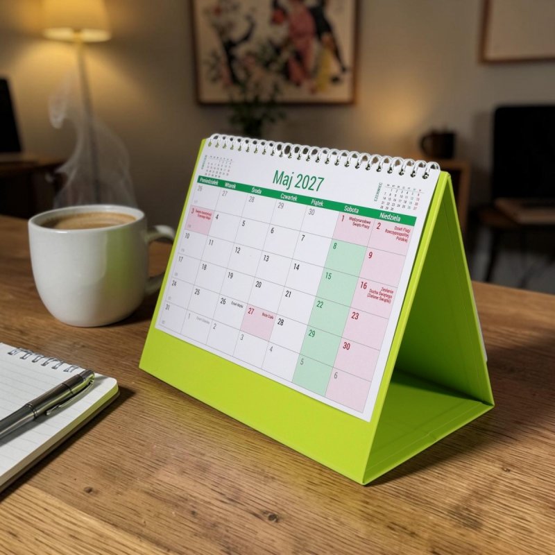 kalendarz biurkowy na rok 2027 z miejscem na notatki