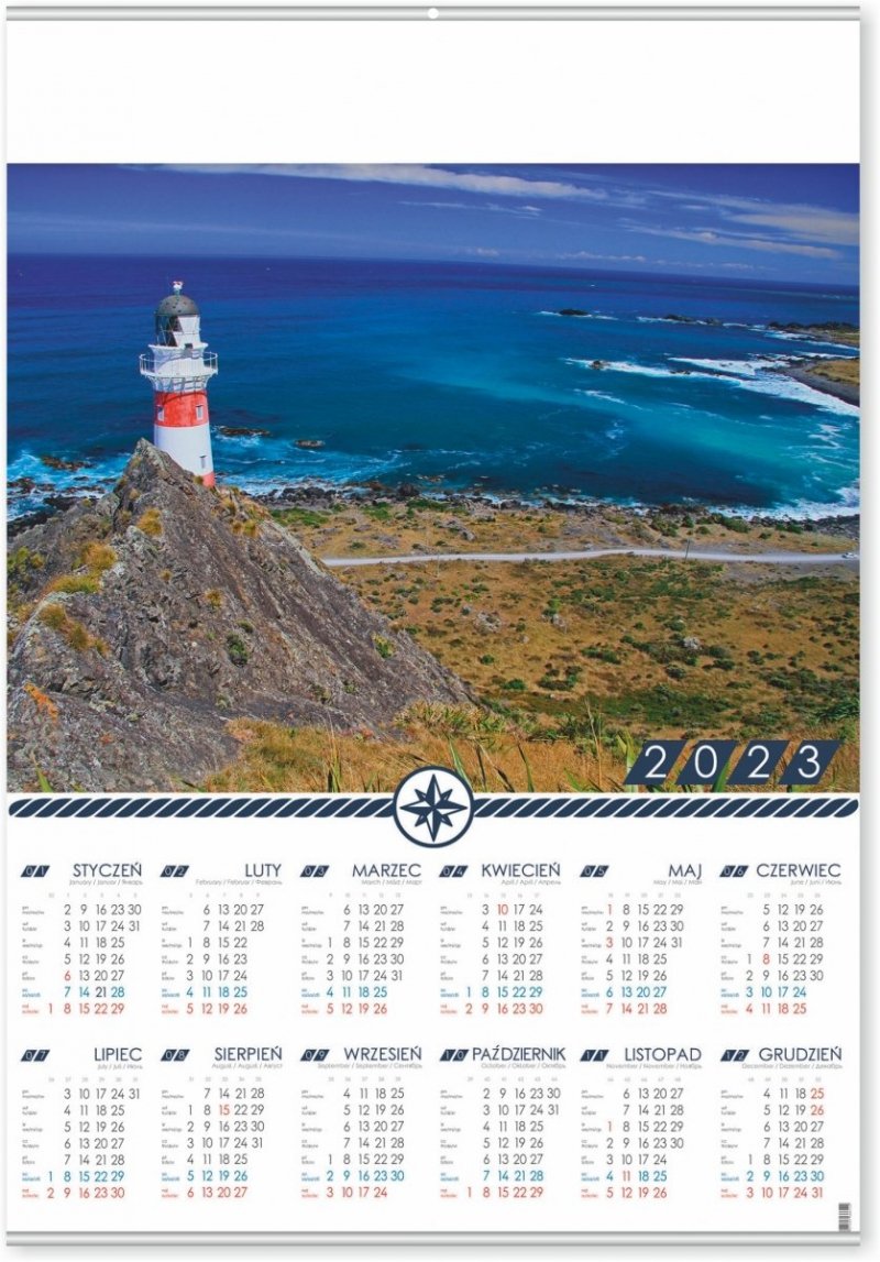 Kalendarz plakatowy na rok 2023 format B1 LATARNIA z listwami srebrnymi