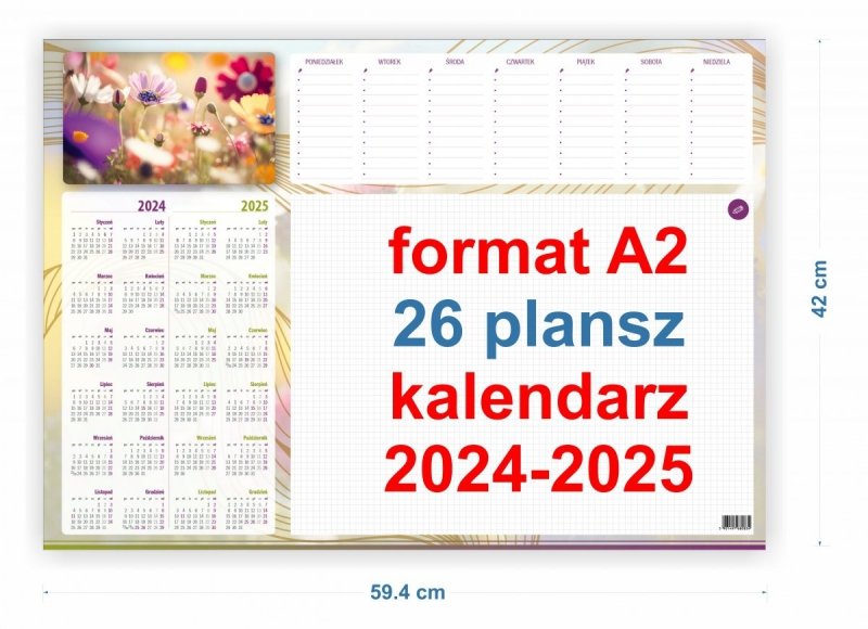 Podkład na biurko do planowania na rok 2024-2025