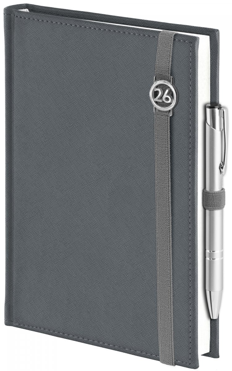 kalendarz na rok 2026 zamykany na gumkę i mocowaniem na długopis