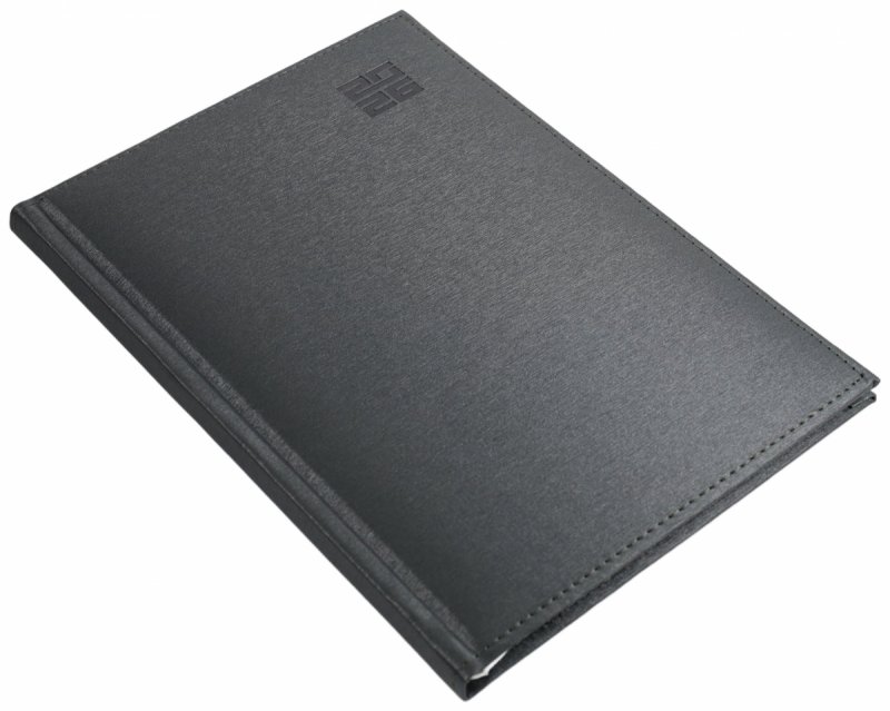 Kalendarz książkowy 2026 B5 TYGODNIOWY Z NOTESEM papier biały drukowane registry oprawa ALUMINIUM szara