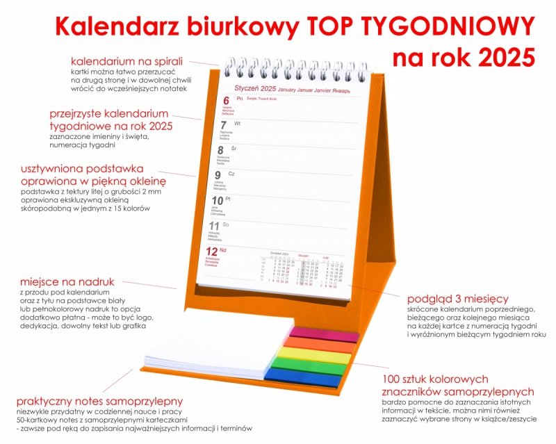 opis kalendarza biurkowego na rok 2025