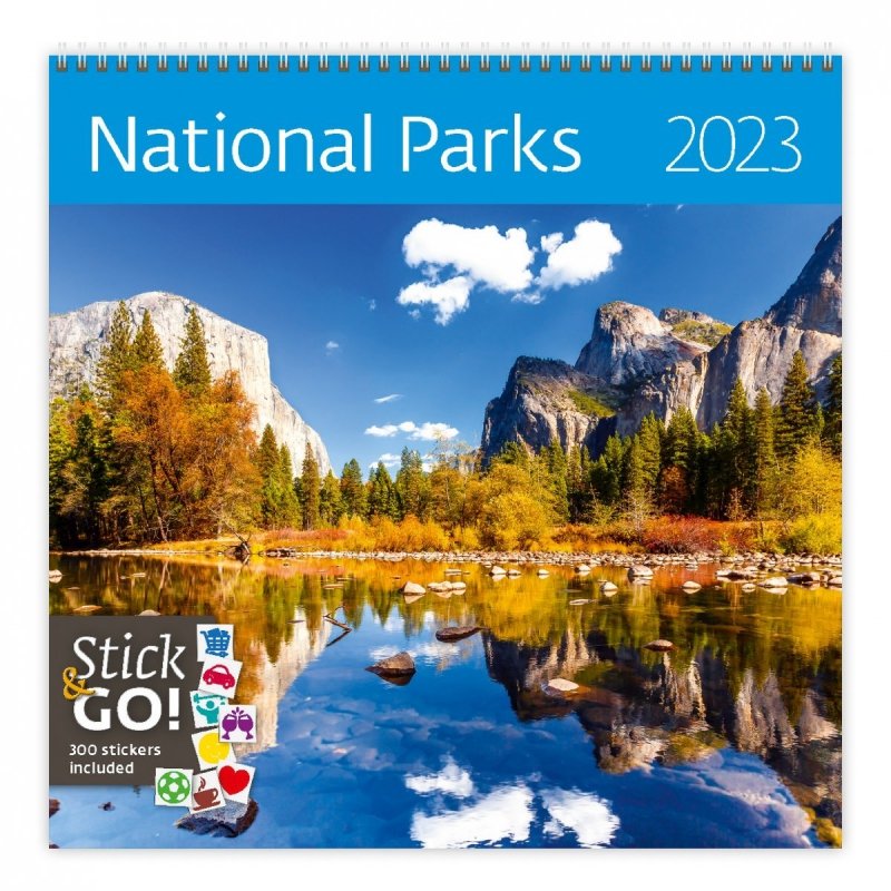 Kalendarz ścienny wieloplanszowy National Parks 2023 z naklejkami - okładka