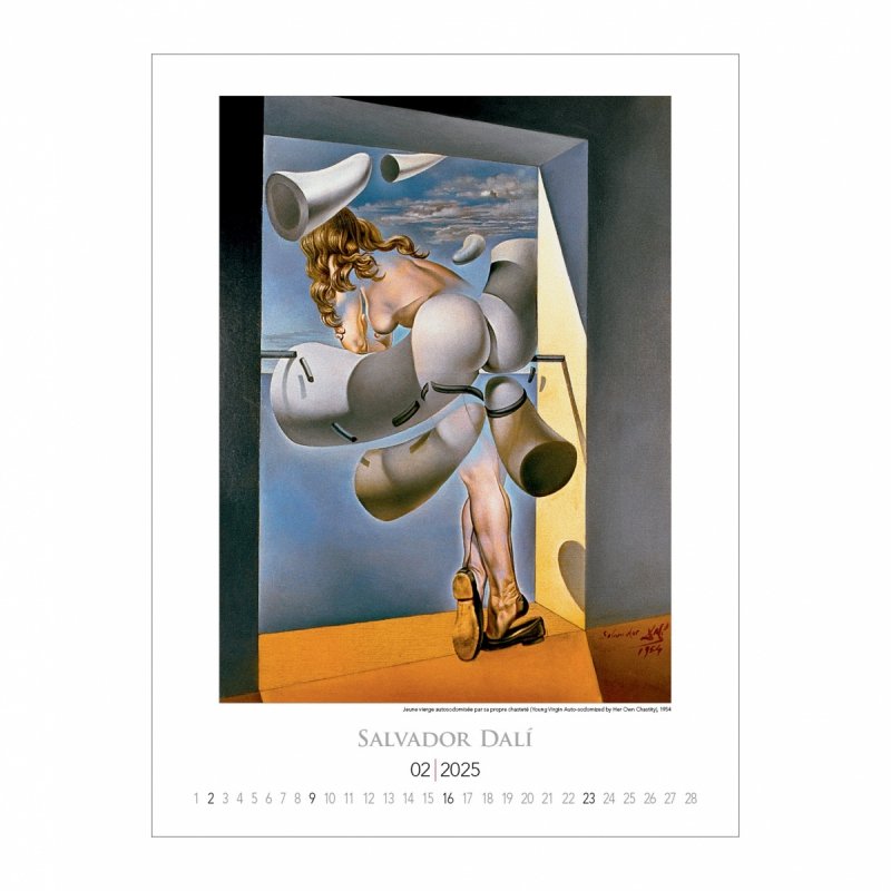 Kalendarz ścienny wieloplanszowy Salvador Dali 2025 - luty 2025
