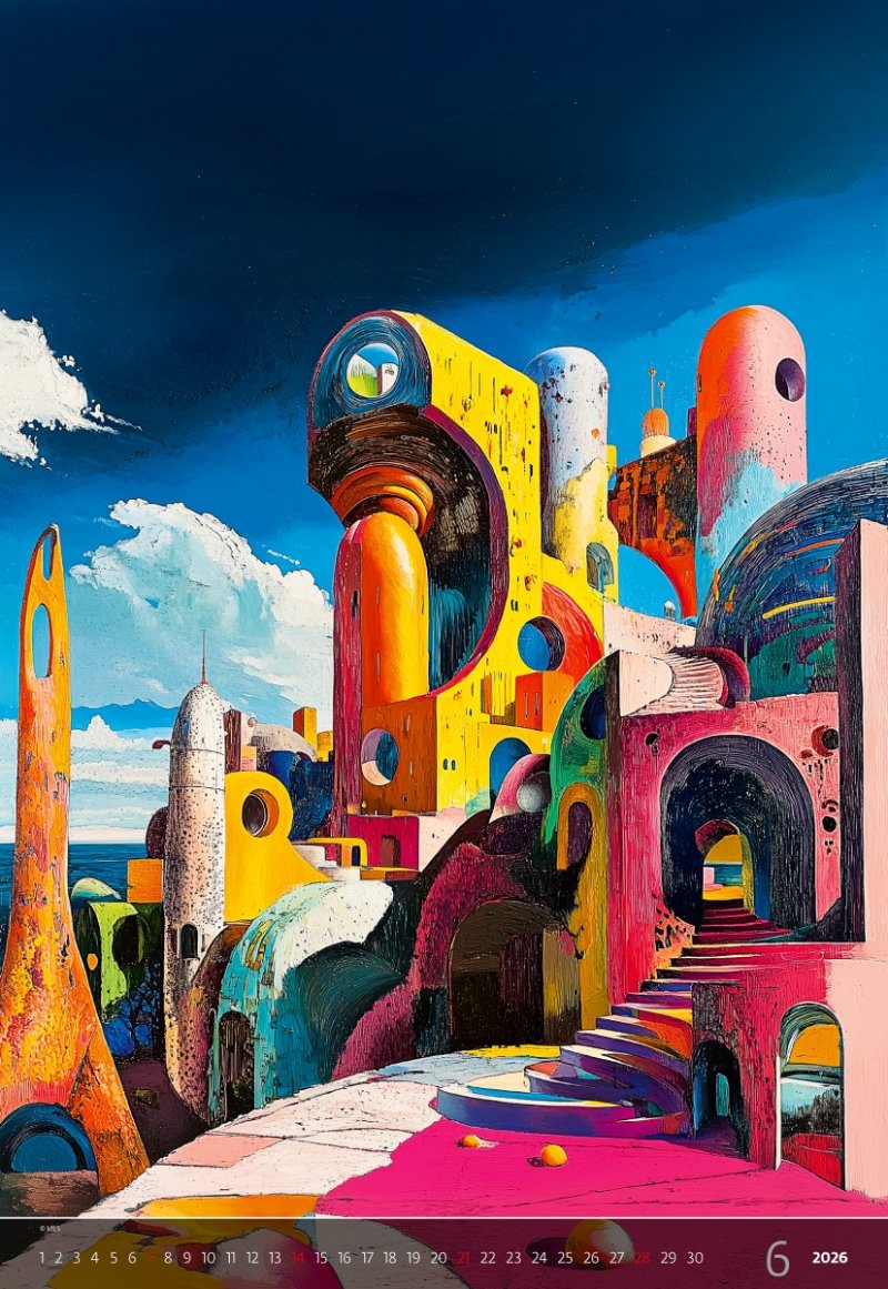 E08 Kalendarz ścienny wieloplanszowy Surreal New Worlds 2026 - exclusive edition