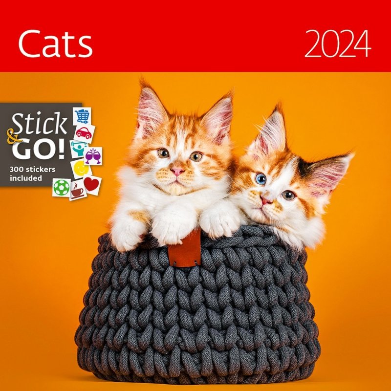 Kalendarz ścienny wieloplanszowy Cats 2024 z naklejkami  okładka