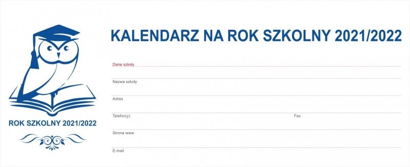 Kalendarz biurkowy tygodniowy na rok szkolny 2021/2022 PREMIUM biały