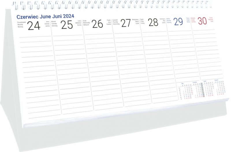 Kalendarz biurkowy tygodniowy na rok szkolny 2024/2025