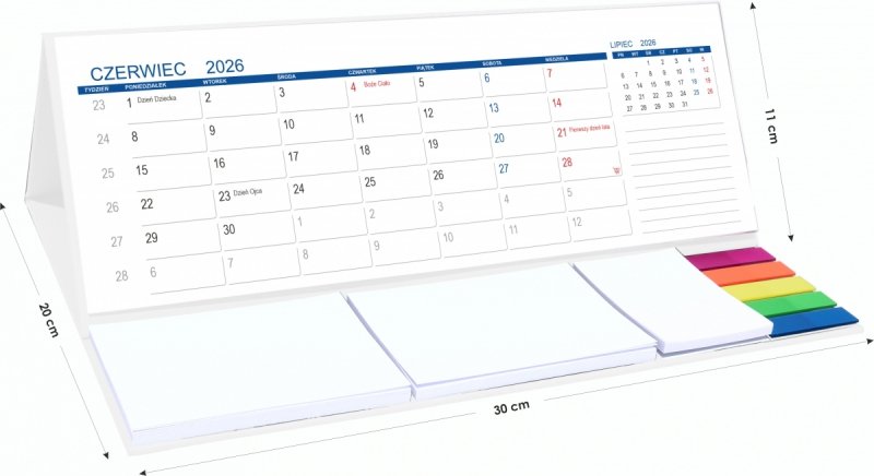 wymiary kalendarza biurkowego szkolnego dla ucznia na rok 2026/27