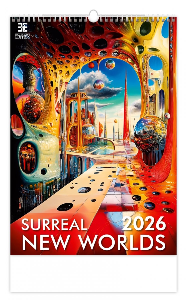 E08 Kalendarz ścienny wieloplanszowy Surreal New Worlds 2026 - exclusive edition