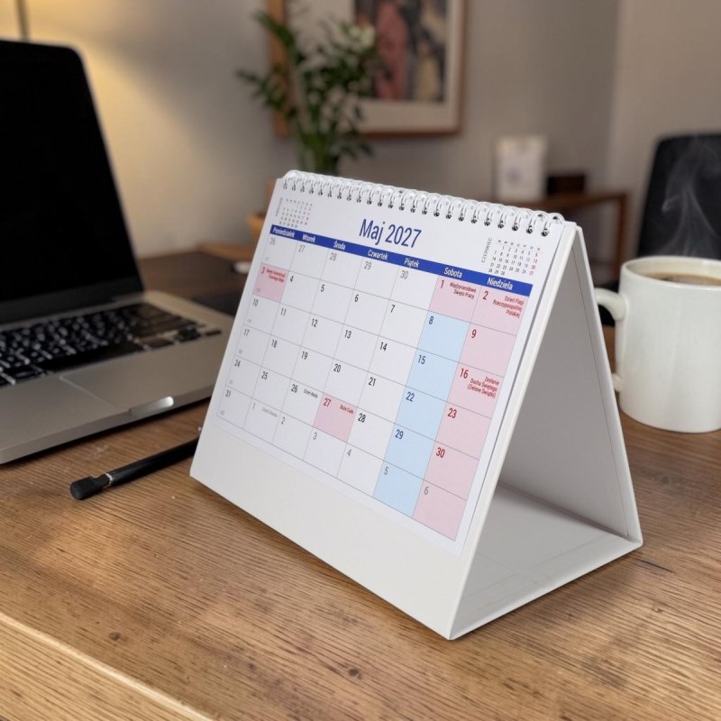 kalendarz biurkowy na rok 2027 z miejscem na notatki