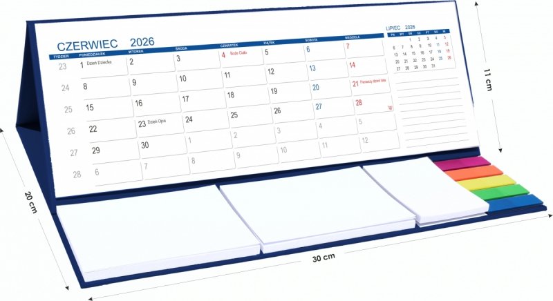 wymiary kalendarza biurkowego szkolnego dla ucznia na rok 2026/27