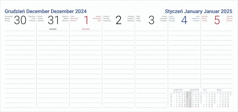 Kalendarium roku szkolnego 2024/2025 w kalendarzu biurkowym dla nauczycieli 