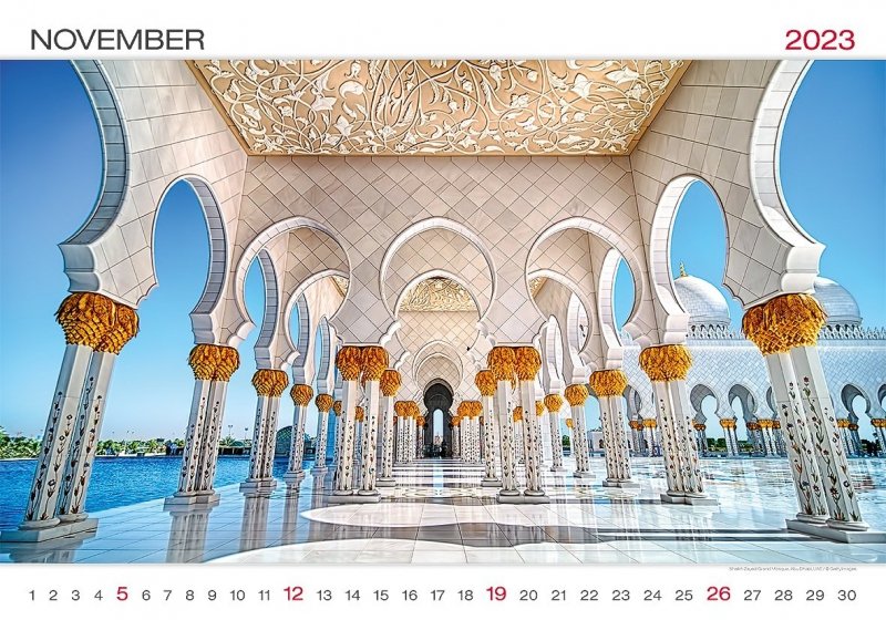 Kalendarz ścienny wieloplanszowy World Wonders 2023 - listopad 2022