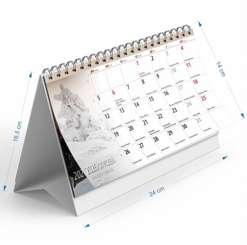 wymiary kalendarza na rok 2026