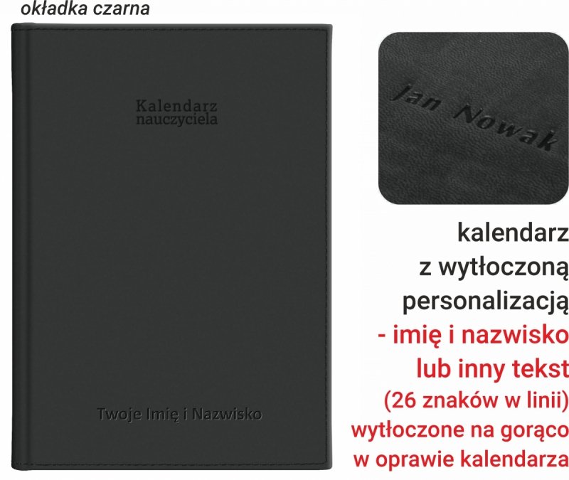 kalendarz dla pedagoga na rok szkolny 2026/2027 z tłoczoną personalizacją