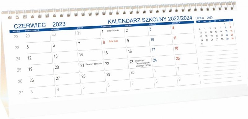 Kalendarz biurkowy stojący na rok szkolny 2023/2024