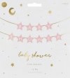 Baner napis na baby shower gwiazdki jasnoróżowe 290cm x 16,5cm