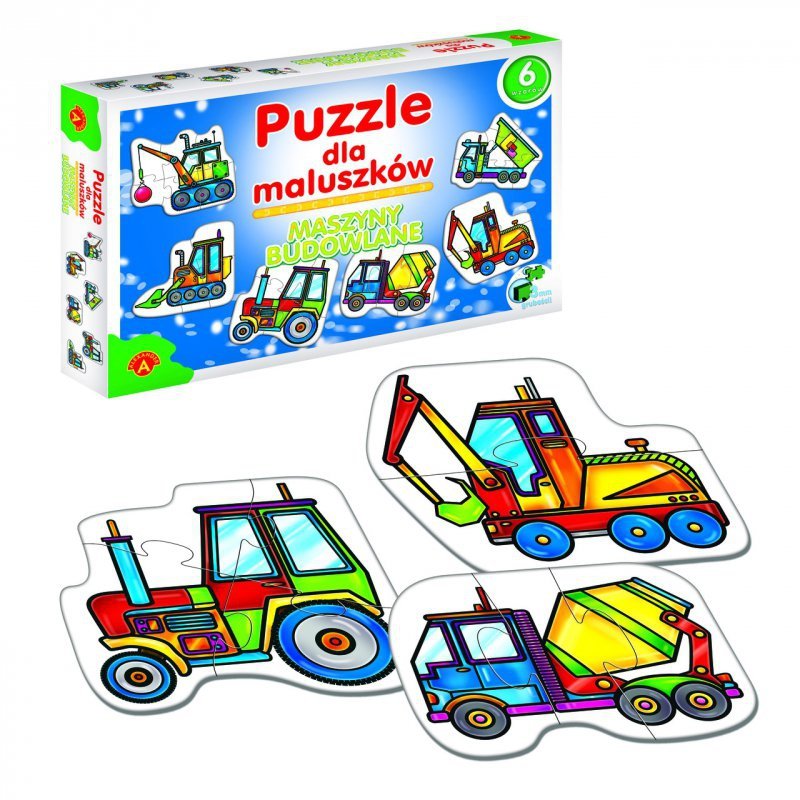 Puzzle dla maluszków - maszyny budowlane 2+