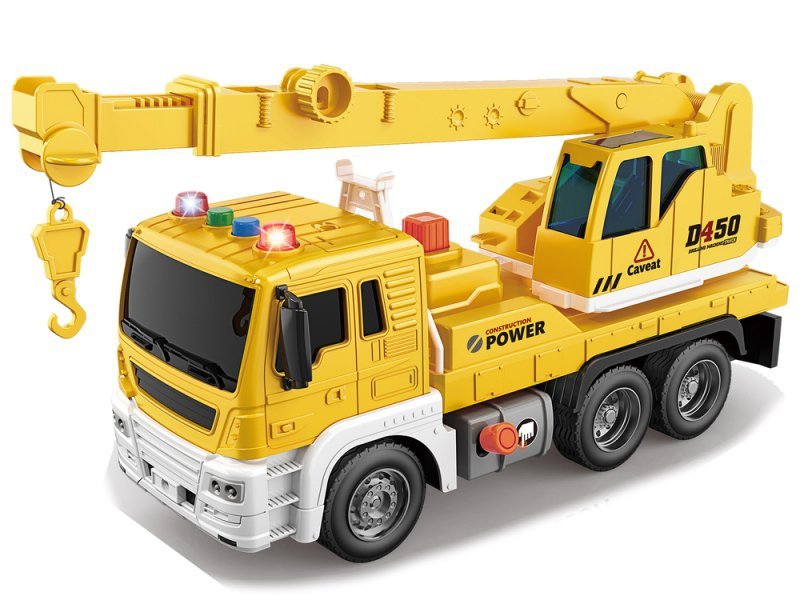 Ciężarówka Dźwig Budowa 1:16 Żółta Dźwięk 28cm auto budowlane