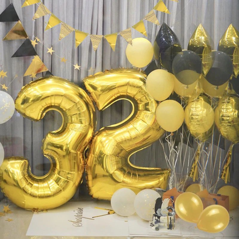 Balon urodzinowy na hel cyfry 9 40cm złoty