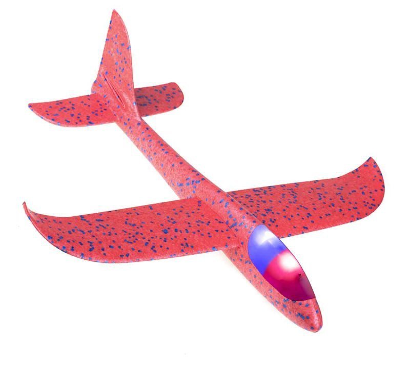 Szybowiec Samolot styropianowy 2LED czerwony 48x47cm