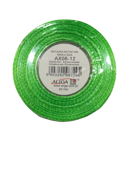 Tasiemka satynowa wstążka 12mmx32m zielony