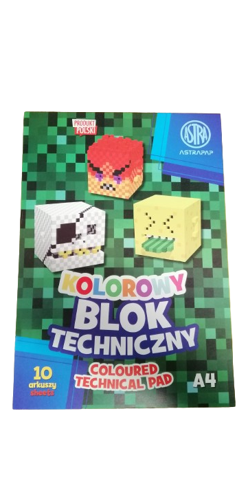 BLOK  TECHNICZNY KOLOROWY A4 10 kartek 170g pixele