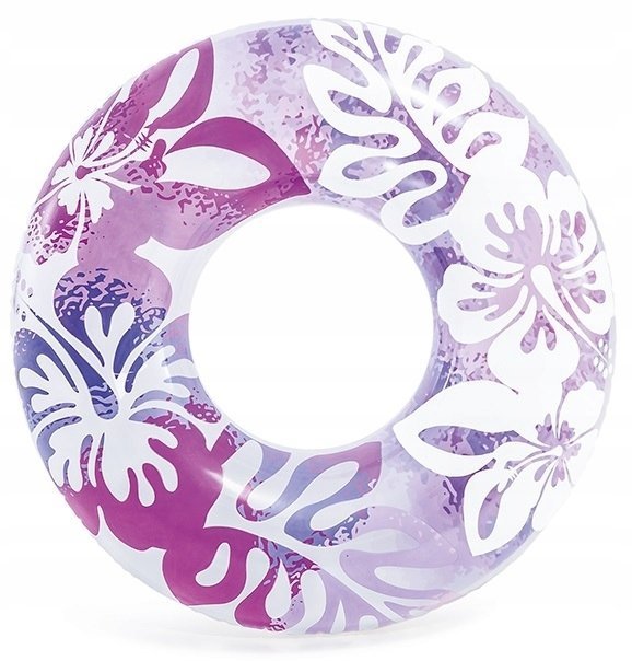 Koło dmuchane do pływania kwiaty fioletowe 91 cm