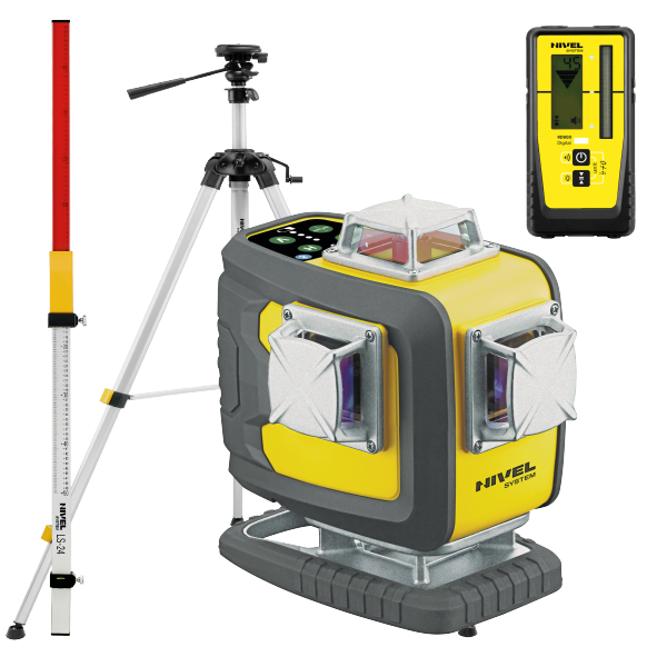 Nivel System CL4D-G Zielony multi-laser krzyżowy (4 x 360°), Bluetooth + Statyw SJJM1EX + Czujnik RD800 + Łata LS-24