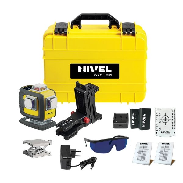 Nivel System CL4D-P Fioletowy multi-laser krzyżowy (4 x 360°), Bluetooth + Statyw SJJM1EX + Czujnik CLS-4