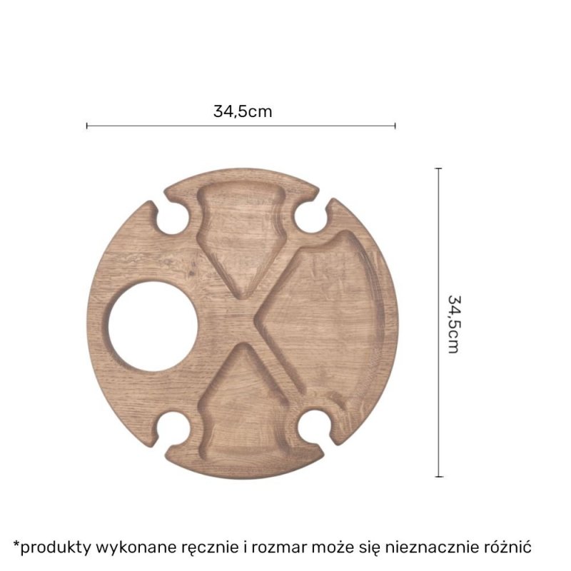 Okrągły stoliczek do wina nr7 - ciemny dąb - mechaniczne blokady - grawer