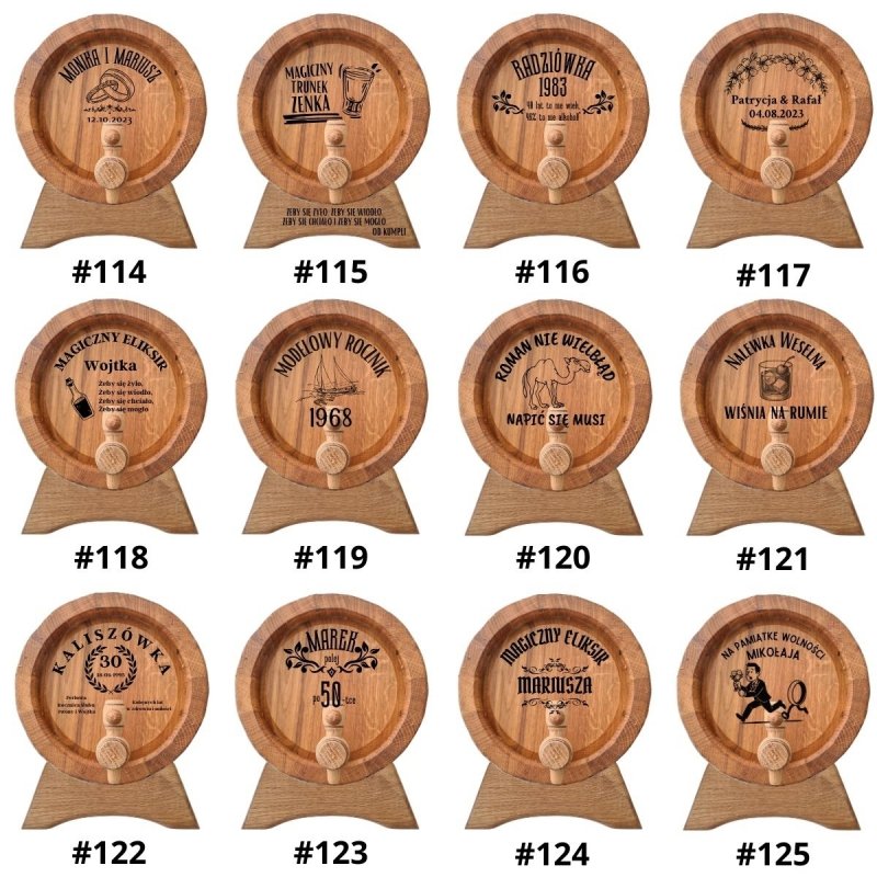 Beczka drewniana dębowa 15l - grawer