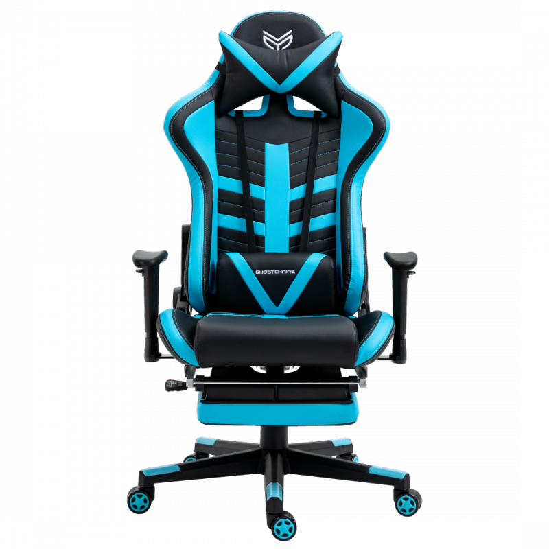 Fotel gamingowy z podnóżkiem GHOST-SIX czarno niebieski