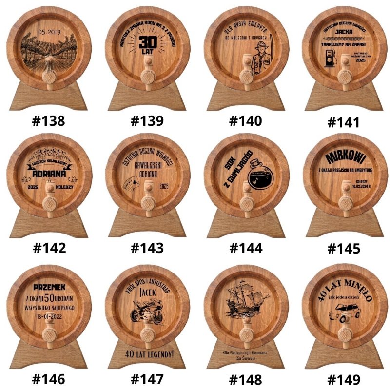 Beczka drewniana dębowa 30l - grawer