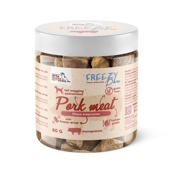 Syta Micha 100% liofilizowane mięso wieprzowe dla psa FREEZY Pure 80g