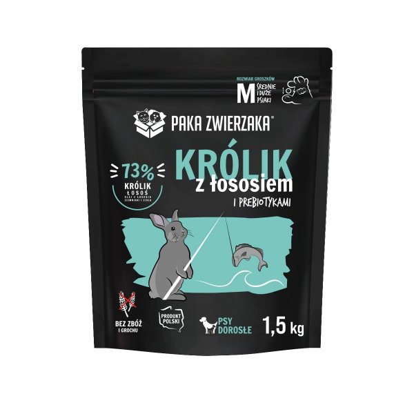 Paka Zwierzaka Karma sucha Królik z łososiem &quot;M&quot; 1,5kg