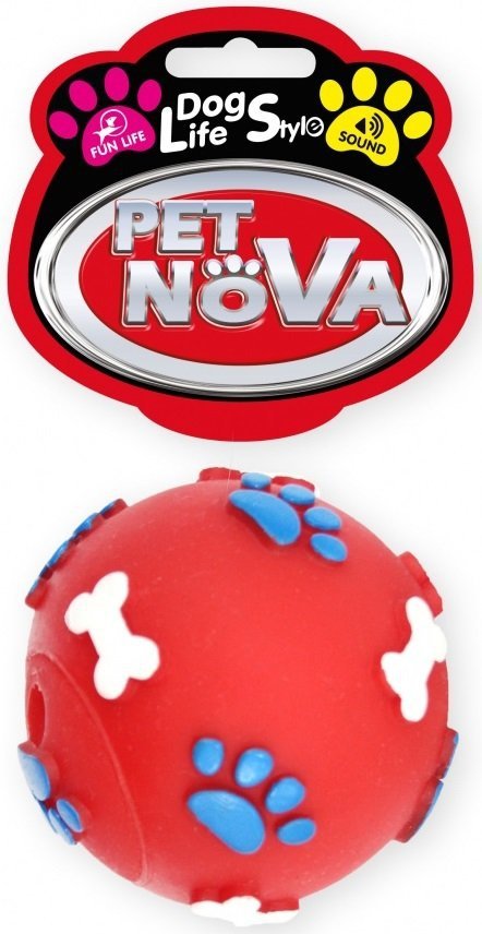 Pet Nova 1403 Piłka wzór łapek i kości 6cm czerwon