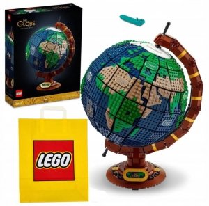 Zestaw Prezent Klocki LEGO Ideas 21332 Globus Obrotowa Mapa Świata + Torba