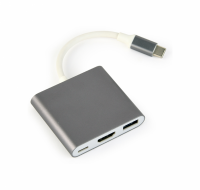 Adapter GEMBIRD A-CM-HDMIF-02-SG USB Typu C - HDMI + USB-A + USB-C 