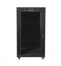 SZAFA INSTALACYJNA RACK STOJĄCA 19 22U 600X600 CZARNA DRZWI SZKLANE LCD LANBERG (FLAT PACK) V2 