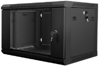 Szafa instalacyjna wisząca 19'' 6U 600X450mm czarna (drzwi szklane) 